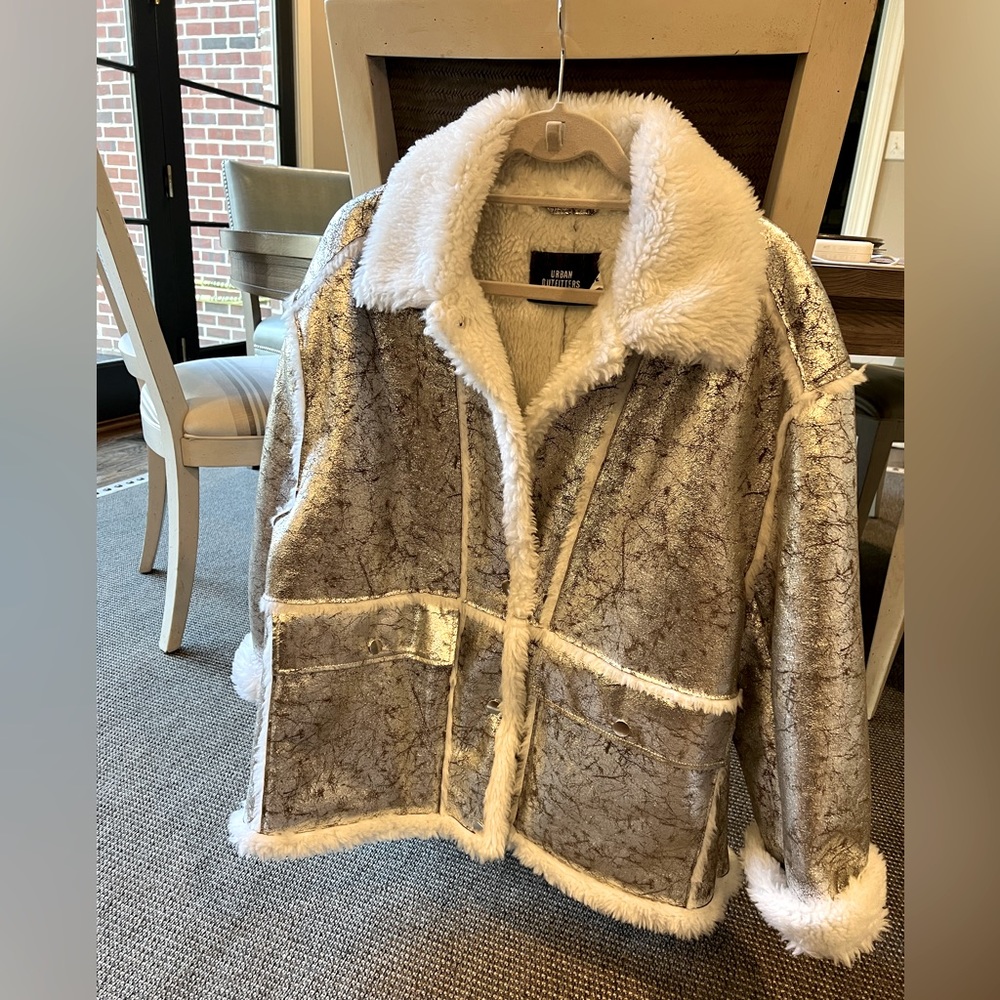 Amazing Urban Outfitter silver metallic coat size M new with tags. Great for F/W